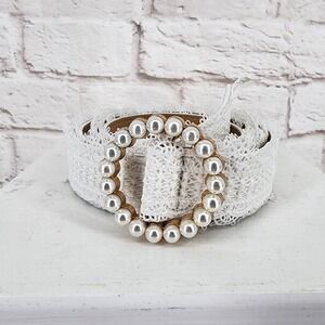 Coquette White Lace Belt Pearl Kawaii Dollette Angel Cosplay Victorian Cottage